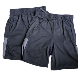 2 All In Motion XL 14 Boys Black Athletic Shorts Set, Pockets, Drawstring Bundle